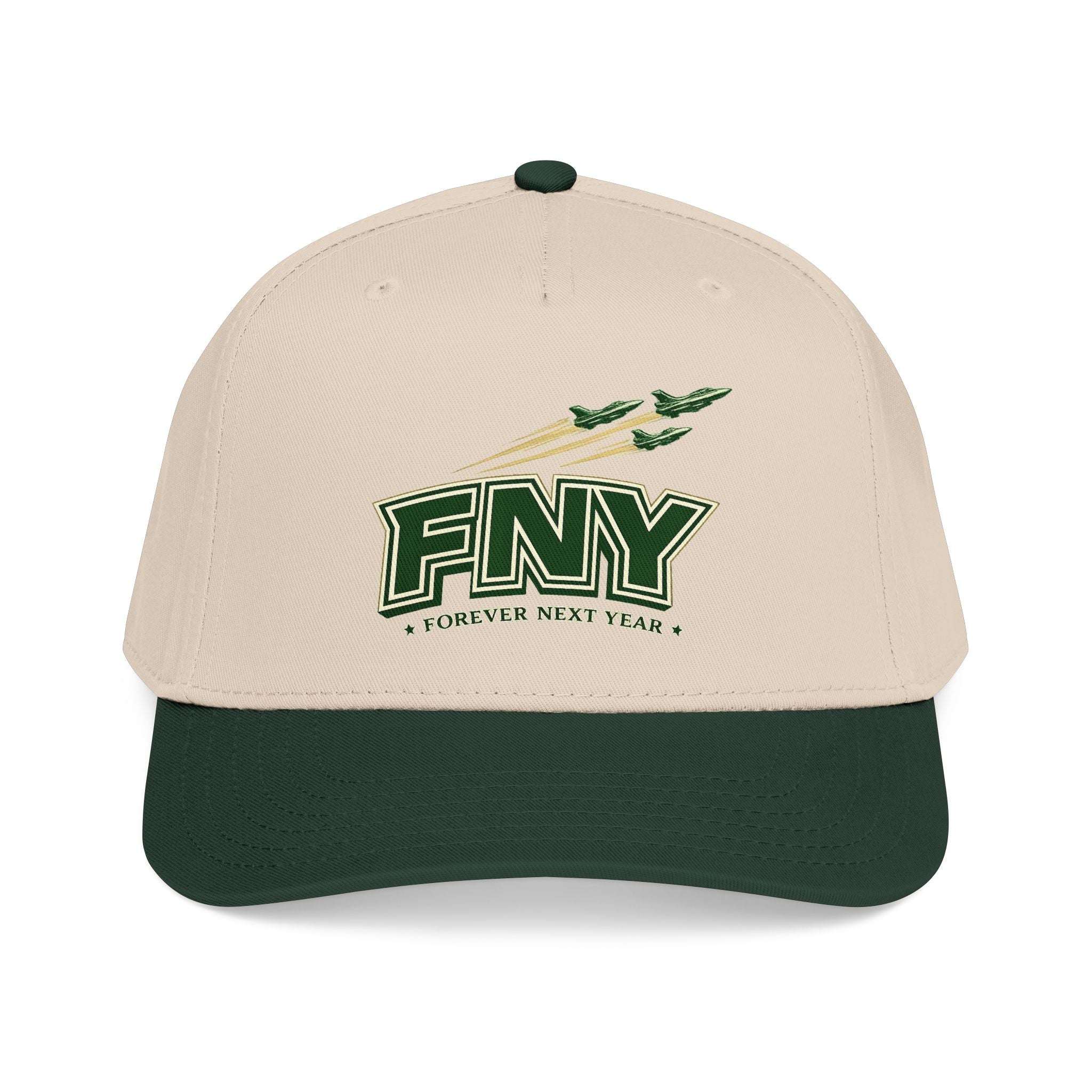 NY Football, Green and White Embroidered Cap - Forever Next Year 'FNY'