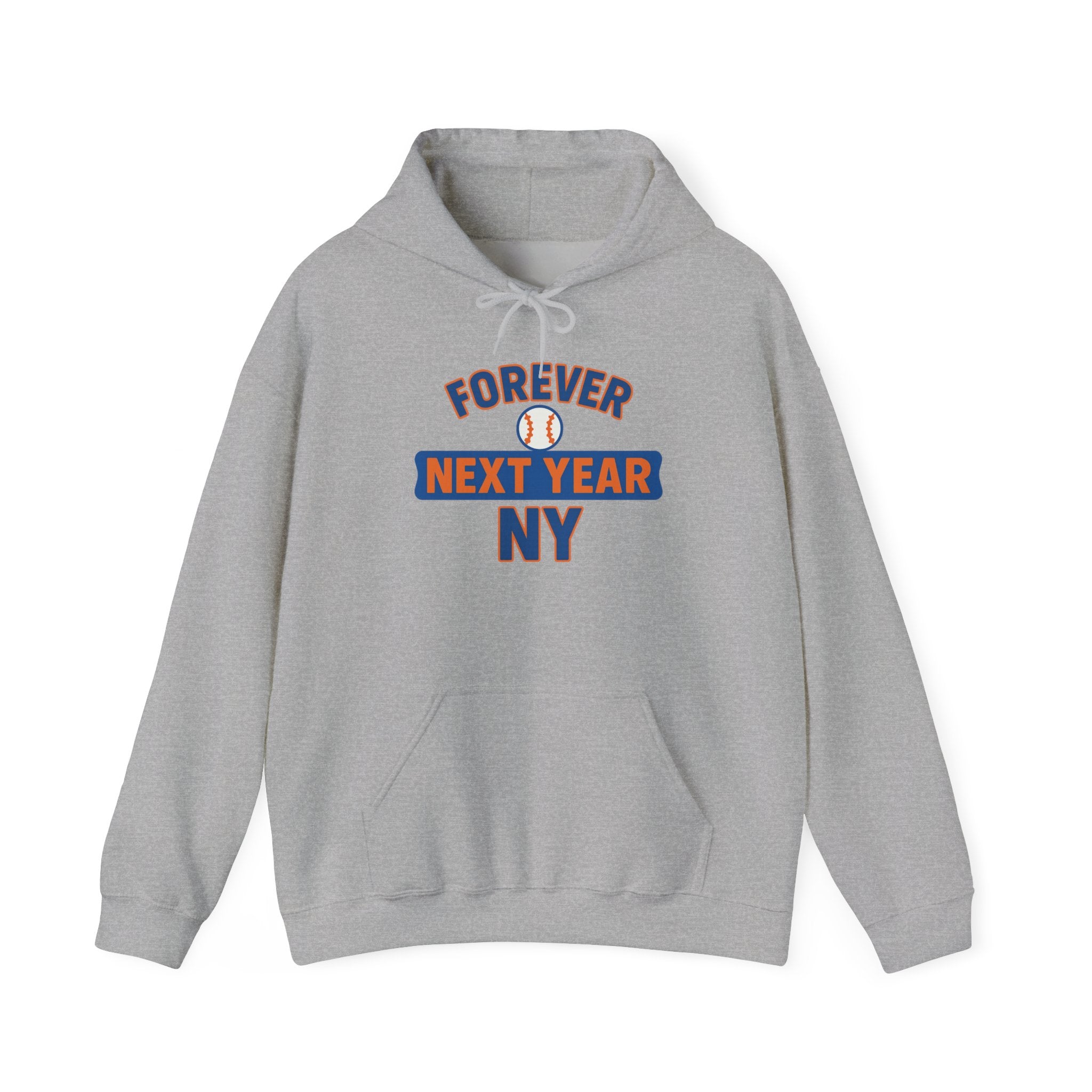 Hoodie - Baseball Edition, White, Blue and Orange, Unisex Sweatshirt, Gift for Fans, Cozy Fall Hoodie, Forever Next Year NY™