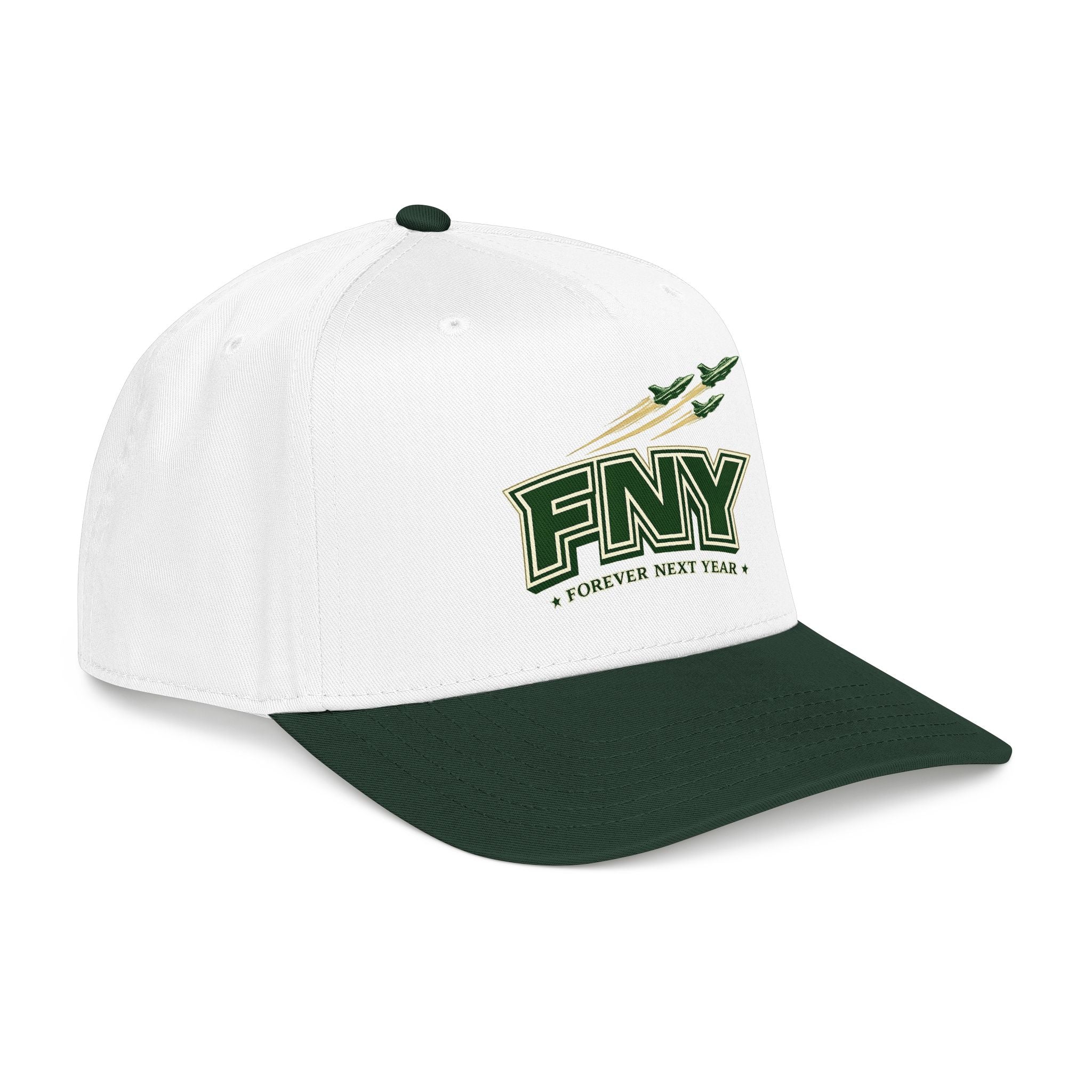 NY Football, Green and White Embroidered Cap - Forever Next Year 'FNY'