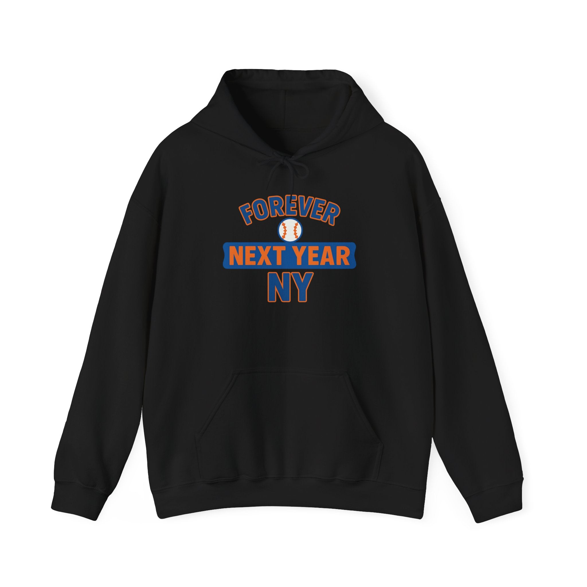 Hoodie - Baseball Edition, White, Blue and Orange, Unisex Sweatshirt, Gift for Fans, Cozy Fall Hoodie, Forever Next Year NY™