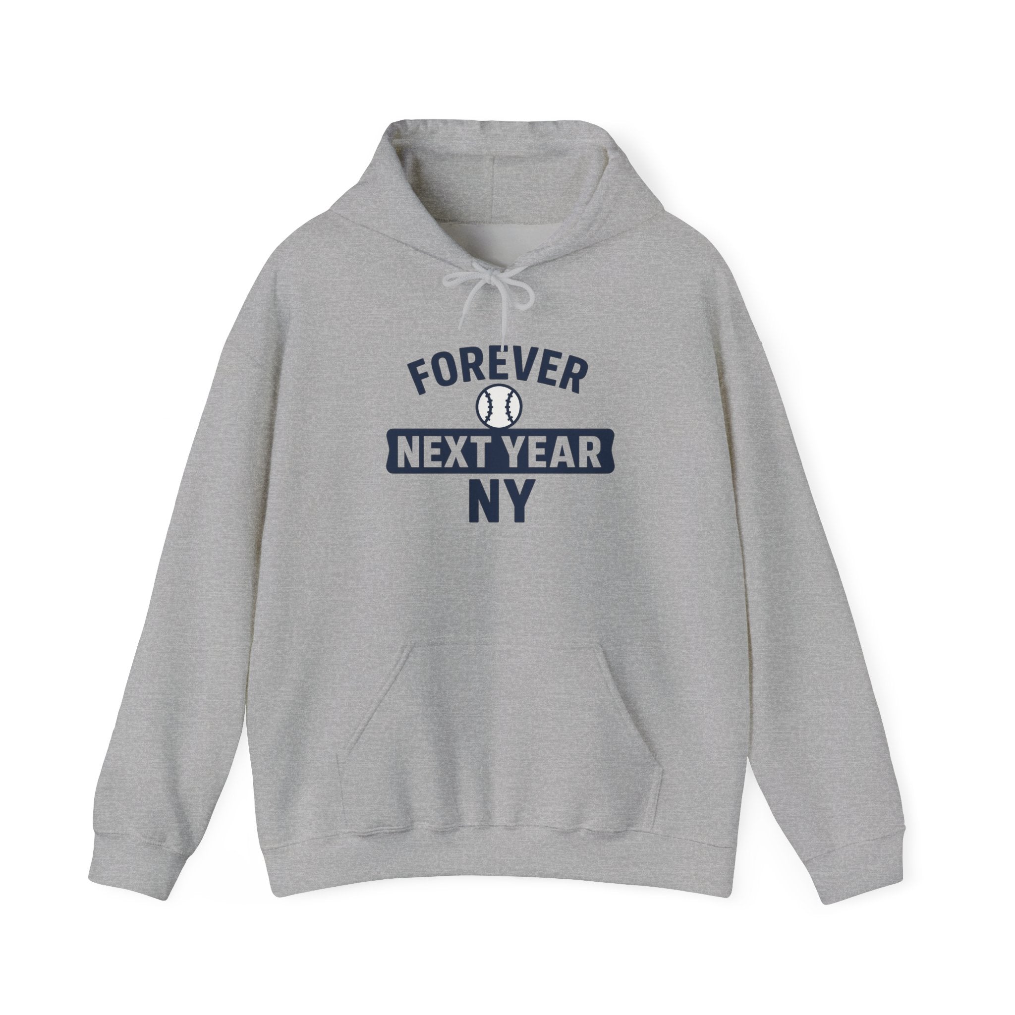 Hoodie - Baseball Edition, Navy Blue and Grey, Navy Blue and White, Unisex Sweatshirt, Gift for Fans, Cozy Fall Hoodie, Forever Next Year NY™