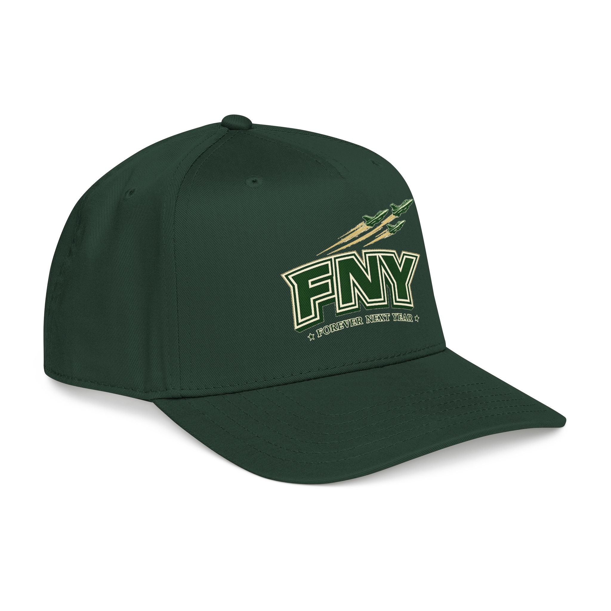 NY Football, Green and White Embroidered Cap - Forever Next Year 'FNY'