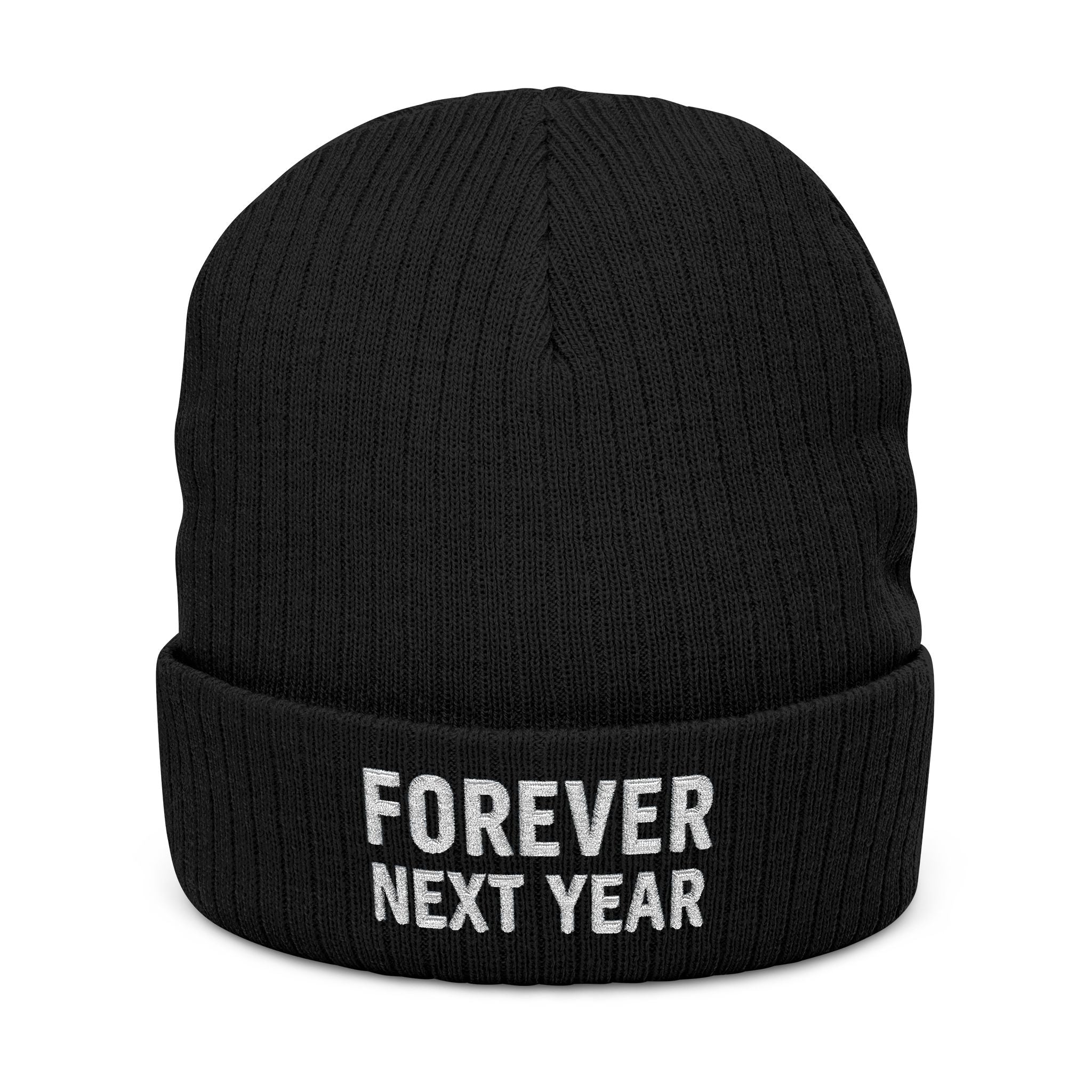 Forever Next Year Knit Beanie, Black and White, Gray and White, Bronx Baseball Edition — Embroidered Cuffed Winter Hat
