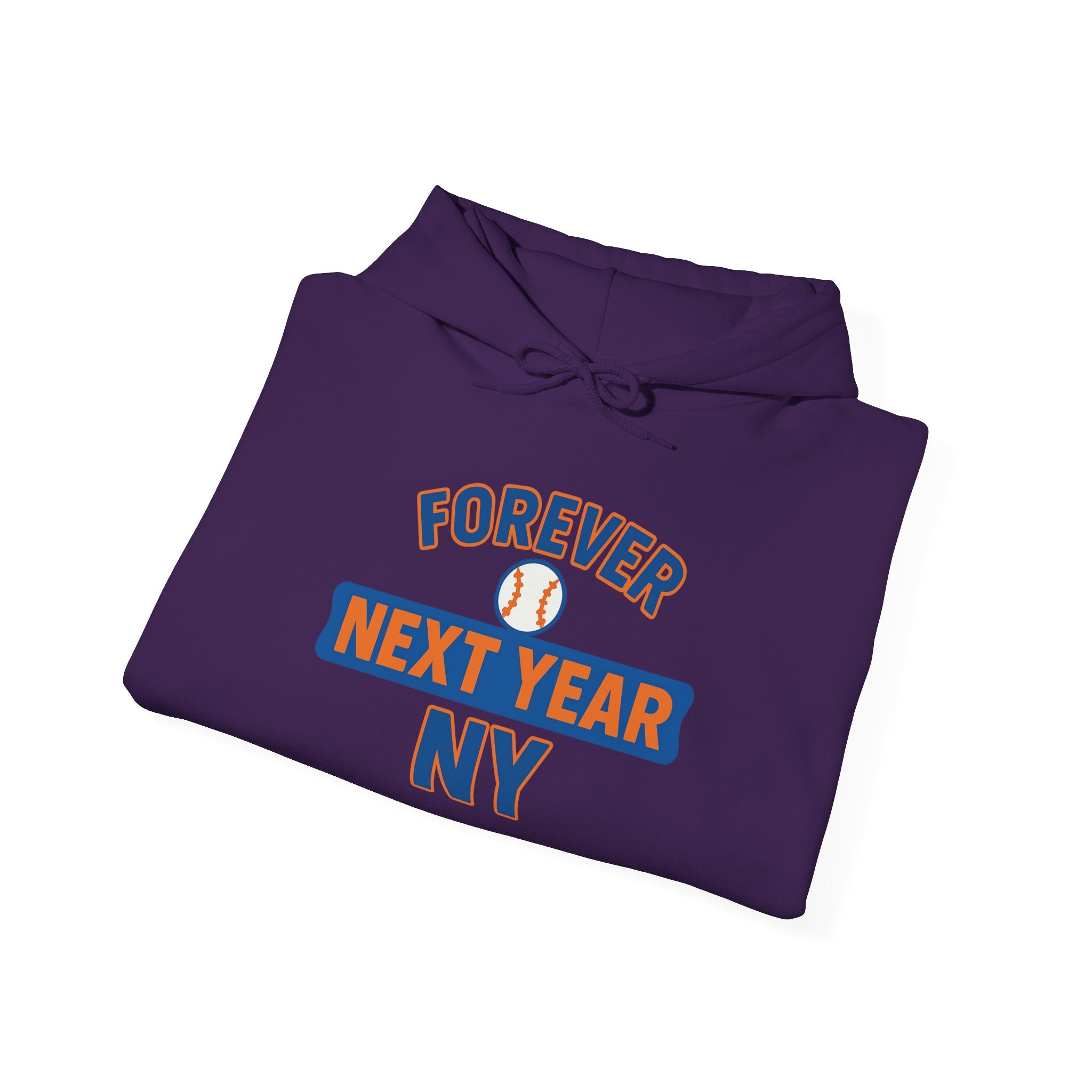 Hoodie - Baseball Edition, White, Blue and Orange, Unisex Sweatshirt, Gift for Fans, Cozy Fall Hoodie, Forever Next Year NY™