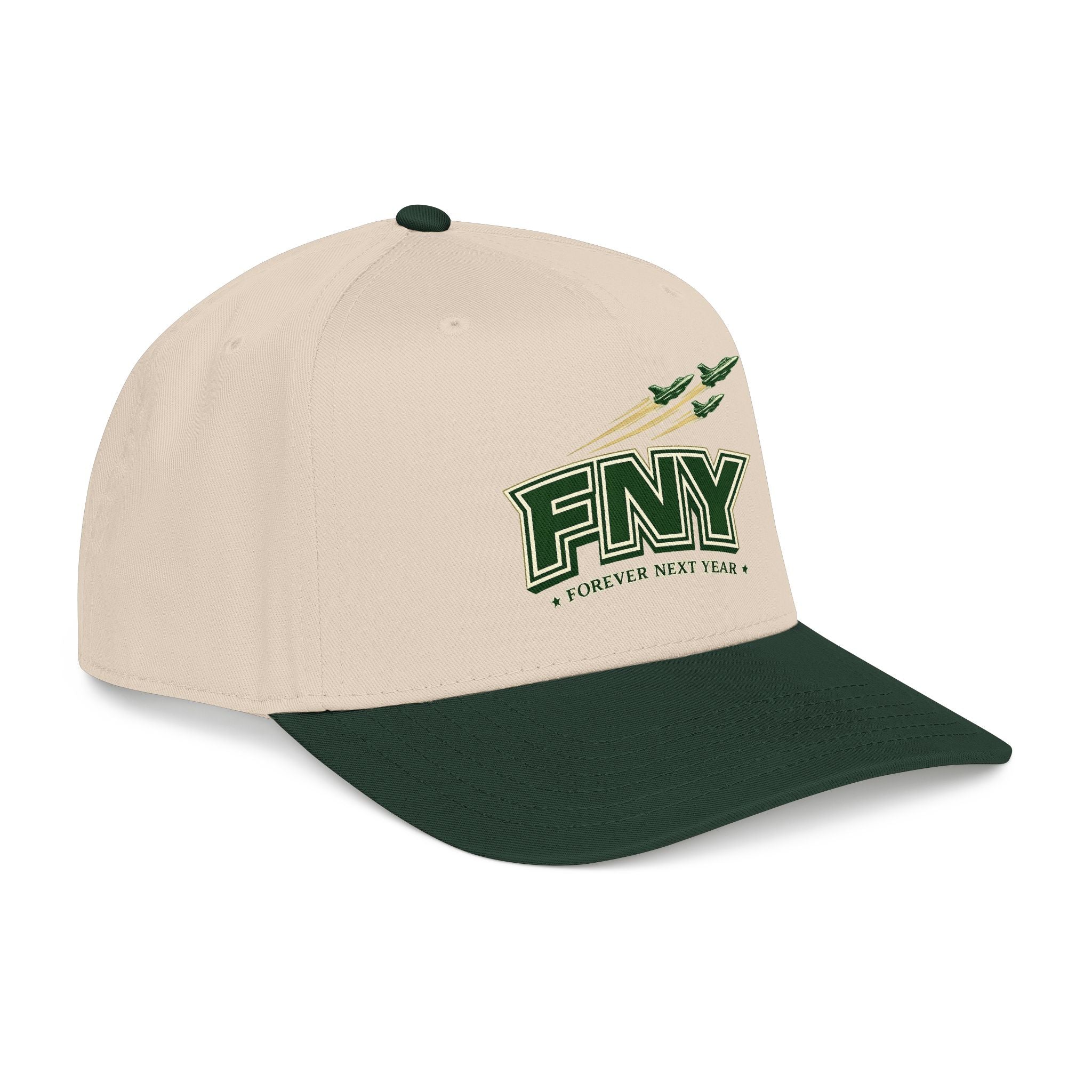 NY Football, Green and White Embroidered Cap - Forever Next Year 'FNY'