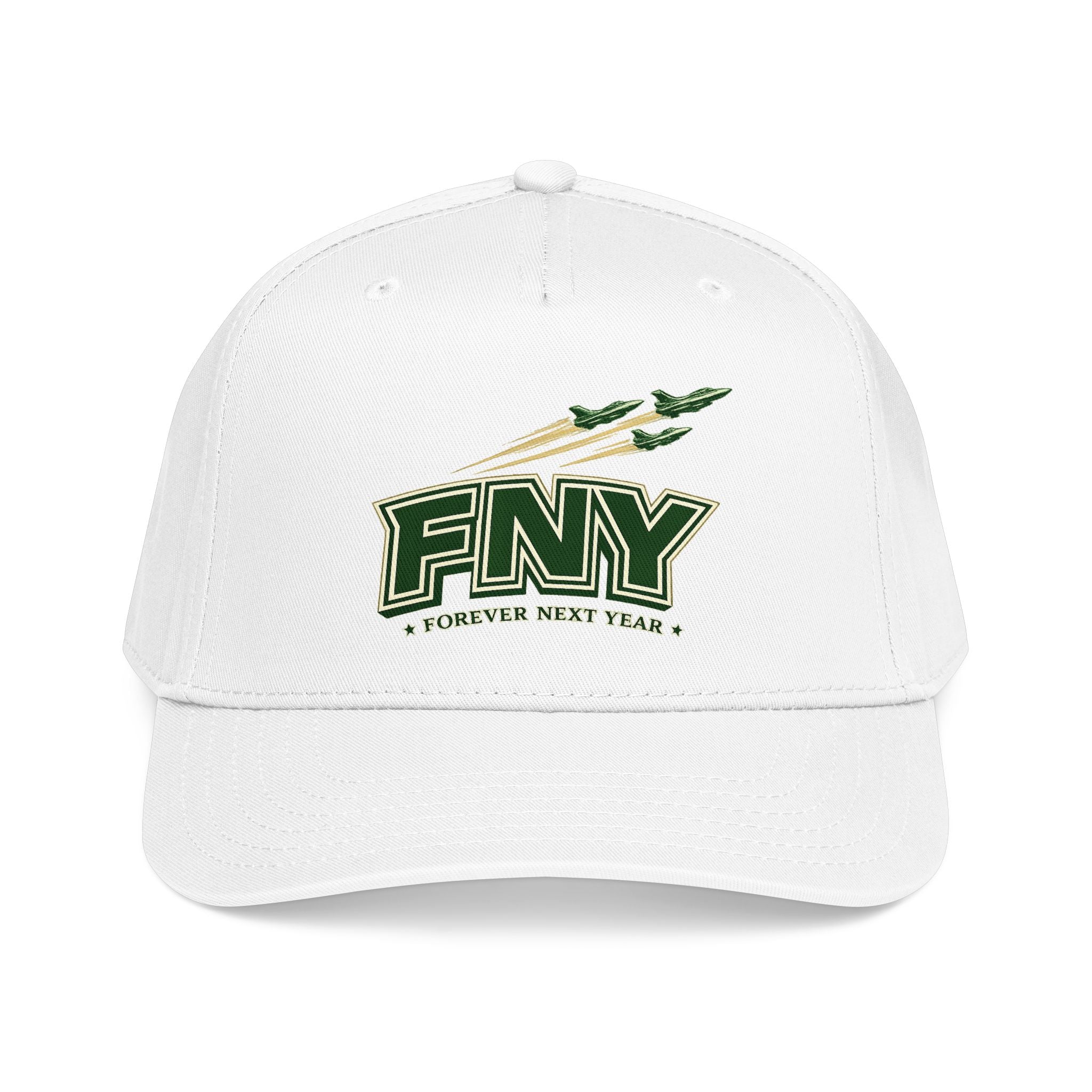 NY Football, Green and White Embroidered Cap - Forever Next Year 'FNY'