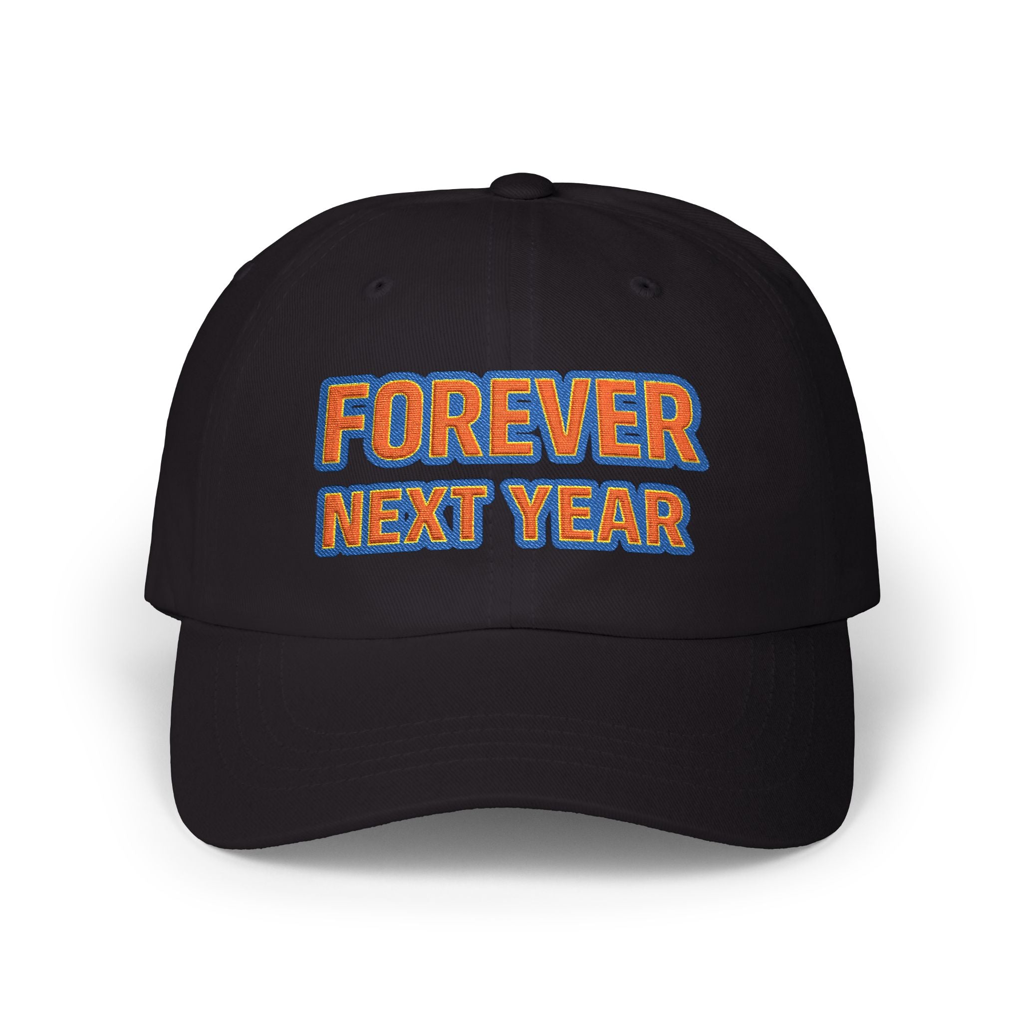 Queens Baseball 'Forever Next Year' Dad Cap – Embroidered White Adjustable NY Baseball Hat