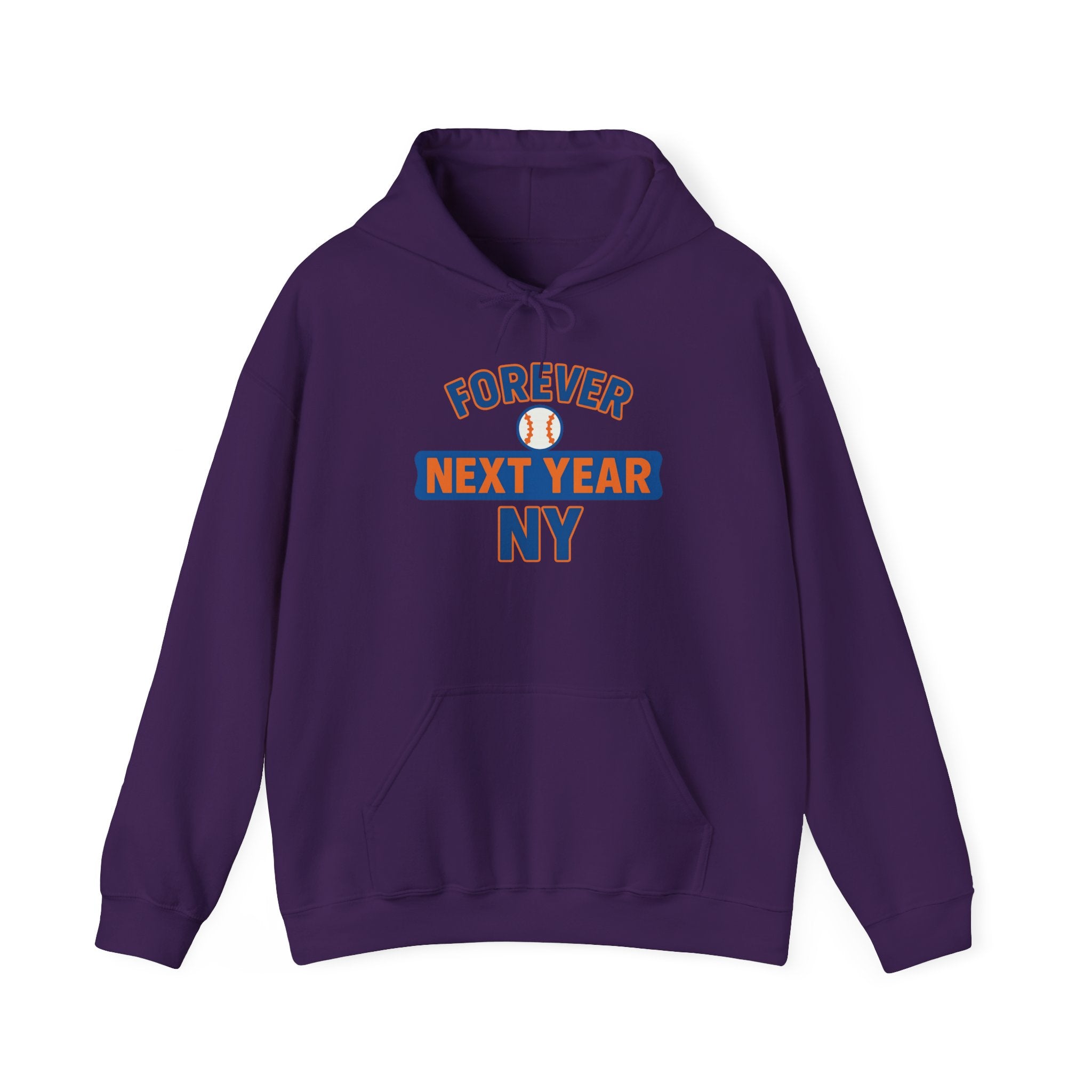 Hoodie - Baseball Edition, White, Blue and Orange, Unisex Sweatshirt, Gift for Fans, Cozy Fall Hoodie, Forever Next Year NY™