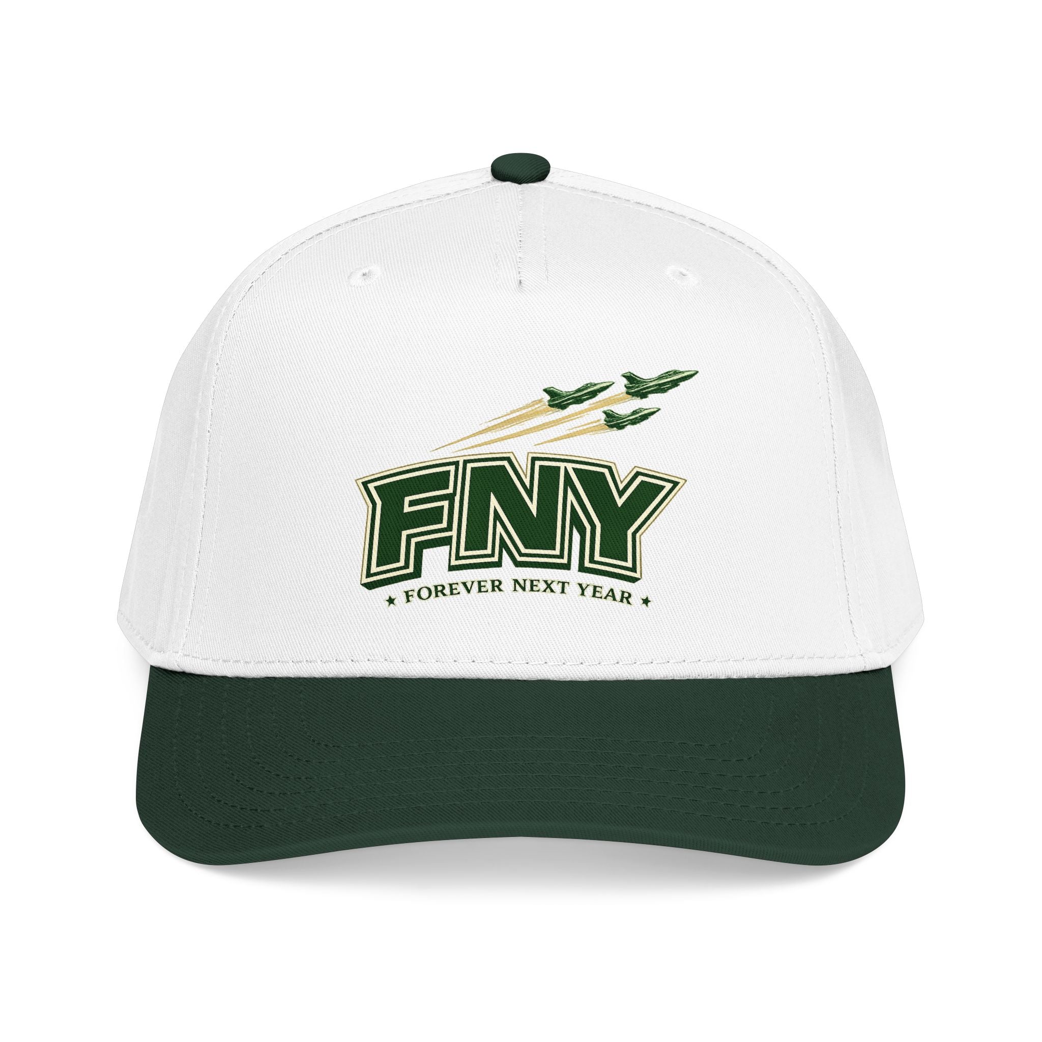 NY Football, Green and White Embroidered Cap - Forever Next Year 'FNY'
